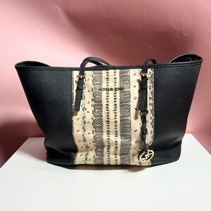Michael Kors python snakeskin animal print tote bag